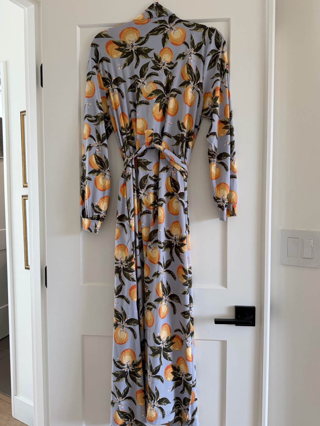 Masongrey Skyler Cloud Jersey Banded Long Robe- Lavender Lemon Size M — image 2 of 5